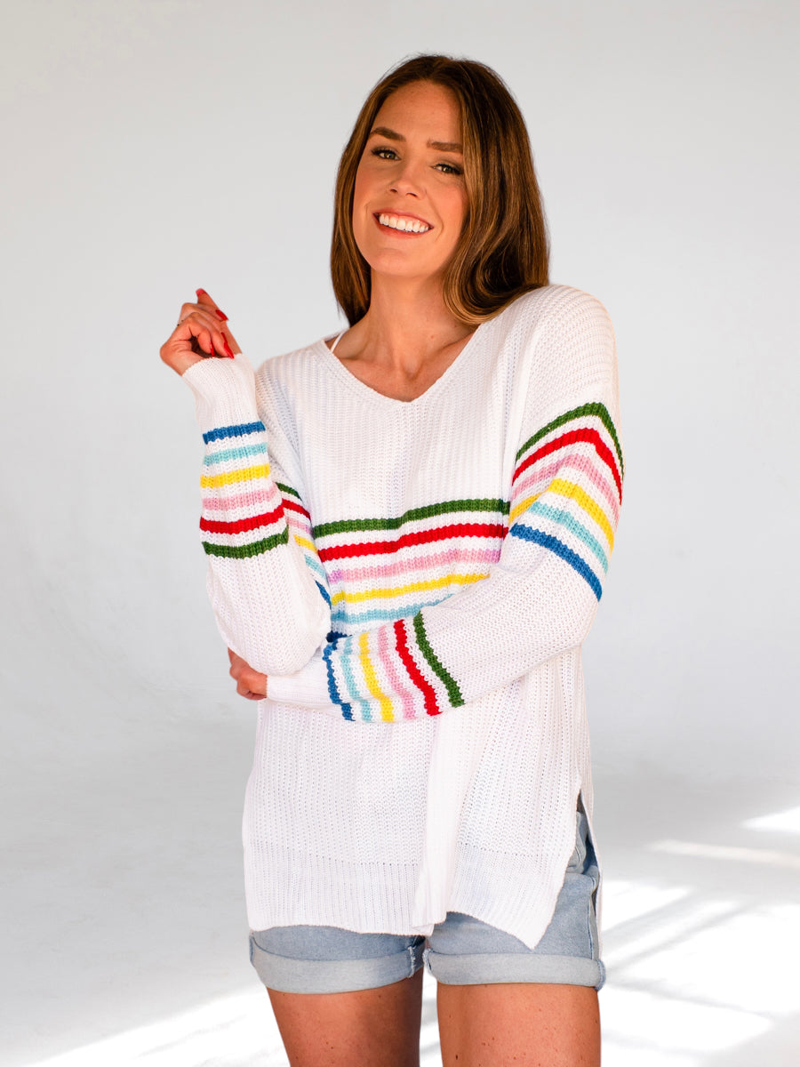 Ventura Beach Rainbow Stripe Sweater
