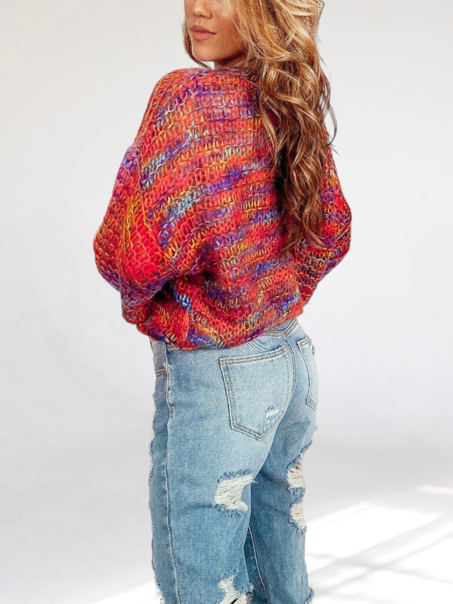 Rainbow Fuchsia Knit Sweater