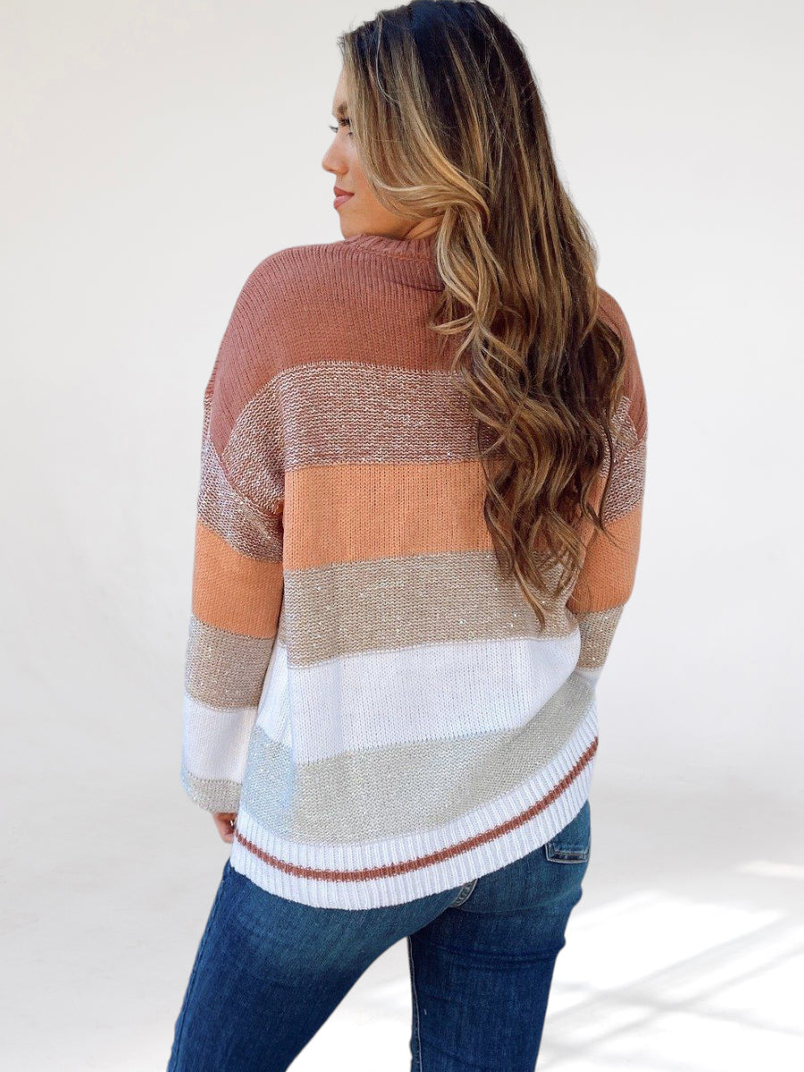 Shimmer & Shine Monochromatic Brown Stripe Sweater