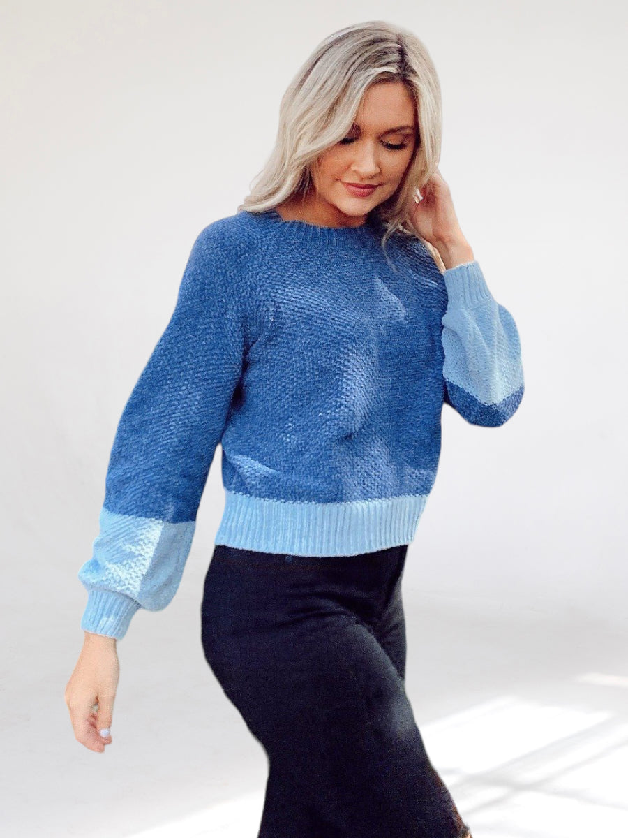 Baby Blues Two Tone Knit Sweater