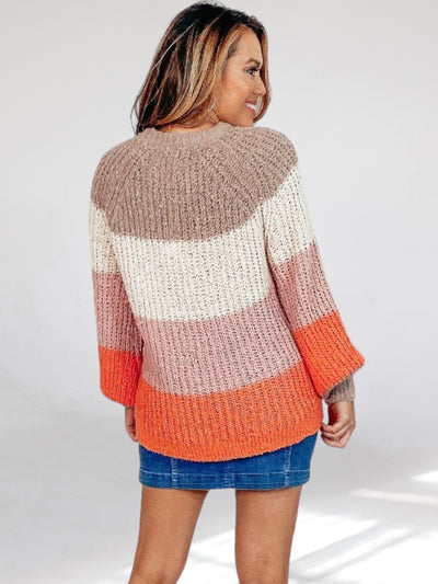 Cameron Pink and Orange Color Block Sweater