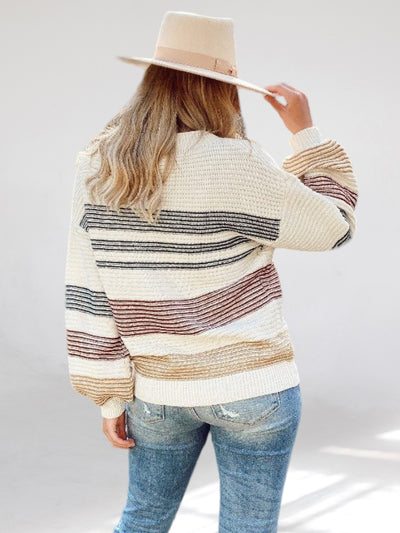 Beige Triad Striped Sweater