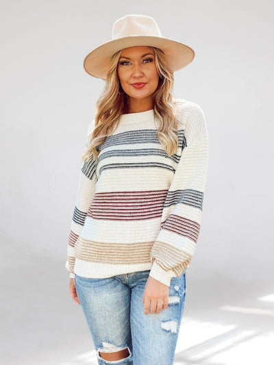 Beige Triad Striped Sweater