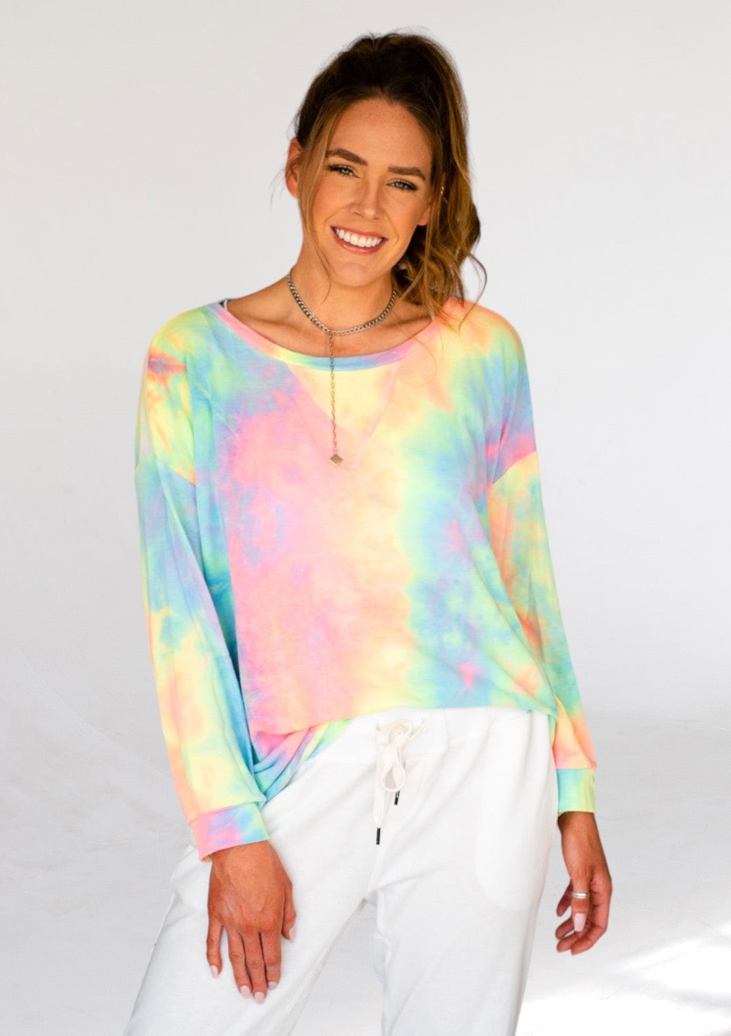 Peace Out Pastel Tie Dye Sweatshirt-Dakotas Boutique