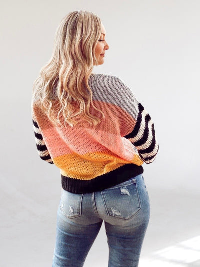 Show Me Color Block Crewneck Striped Sweater-Dakotas Boutique