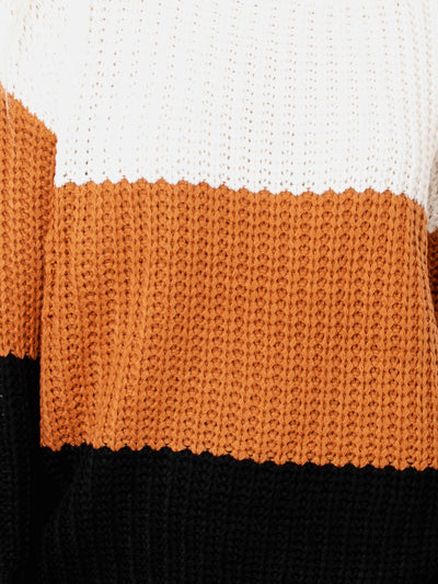 Rocky Mountain Black Orange White Color Block Sweater-Dakotas Boutique