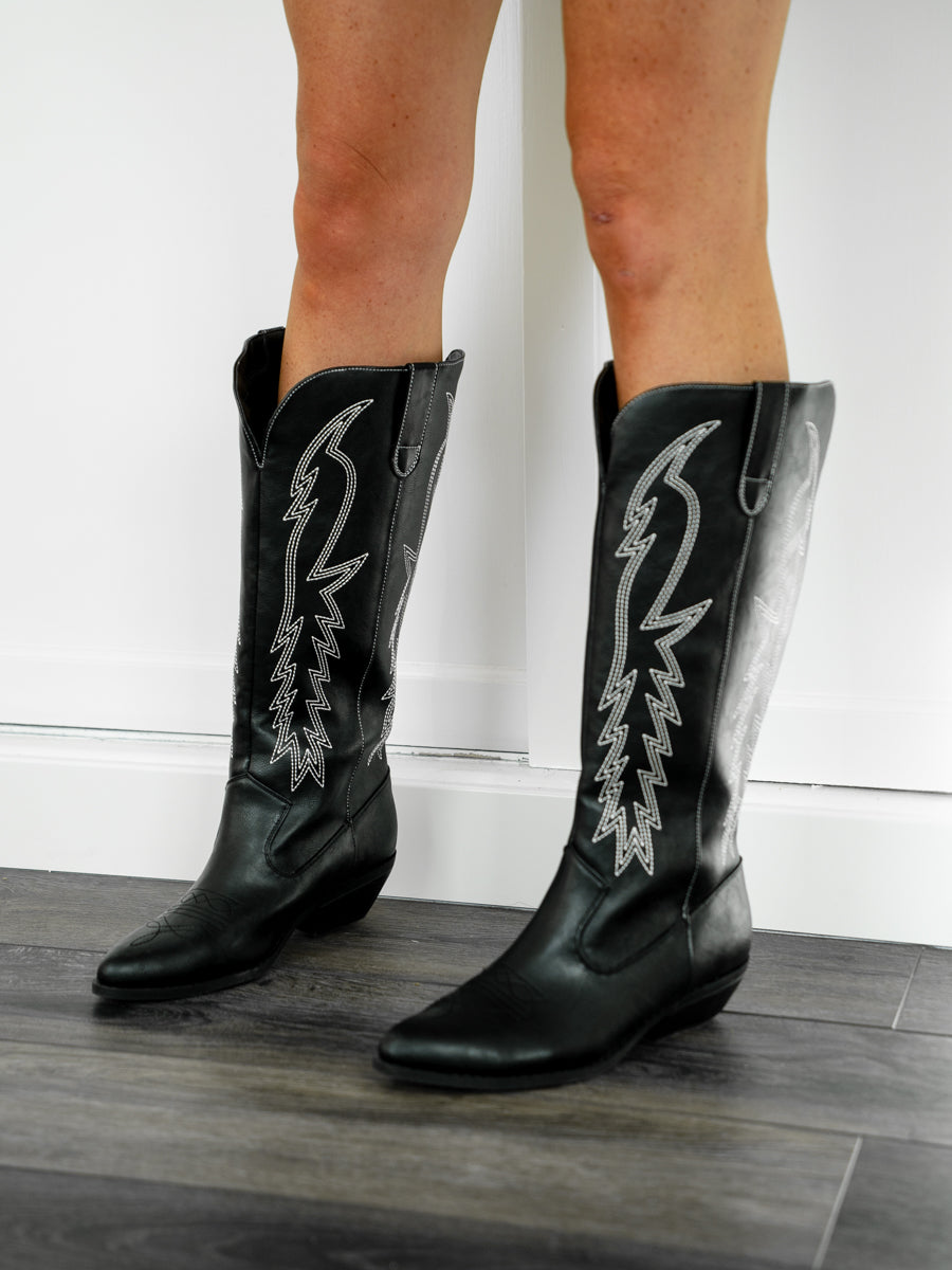 Tall Black Cowboy Boots-Dakotas Boutique