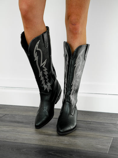 Tall Black Cowboy Boots-Dakotas Boutique