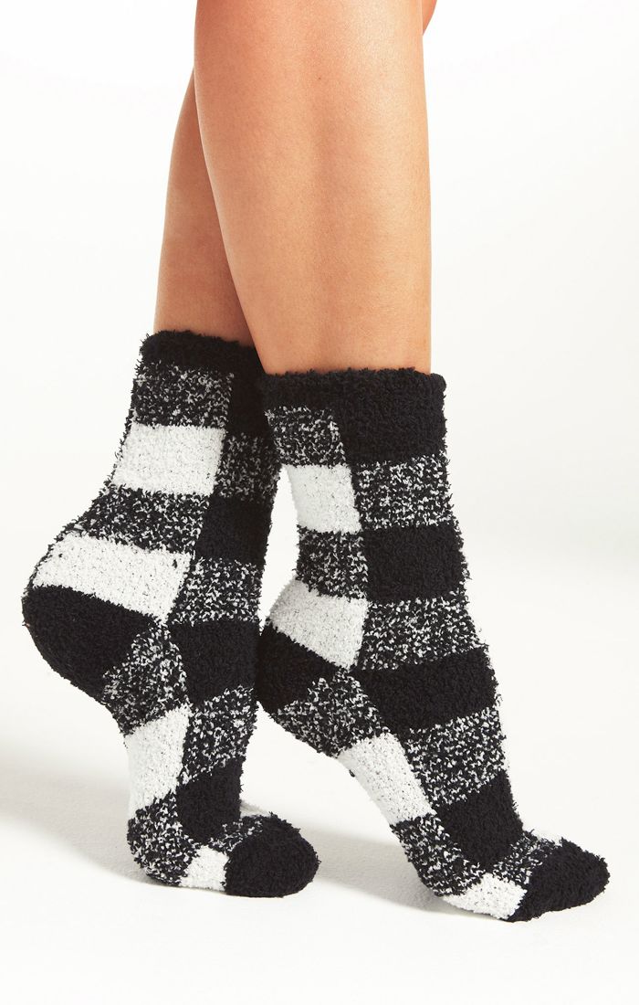 Z Supply Plaid Plush Socks-Dakotas Boutique
