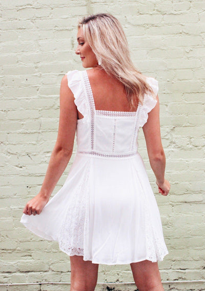 Remi Ruffle White Dress-Dakotas Boutique