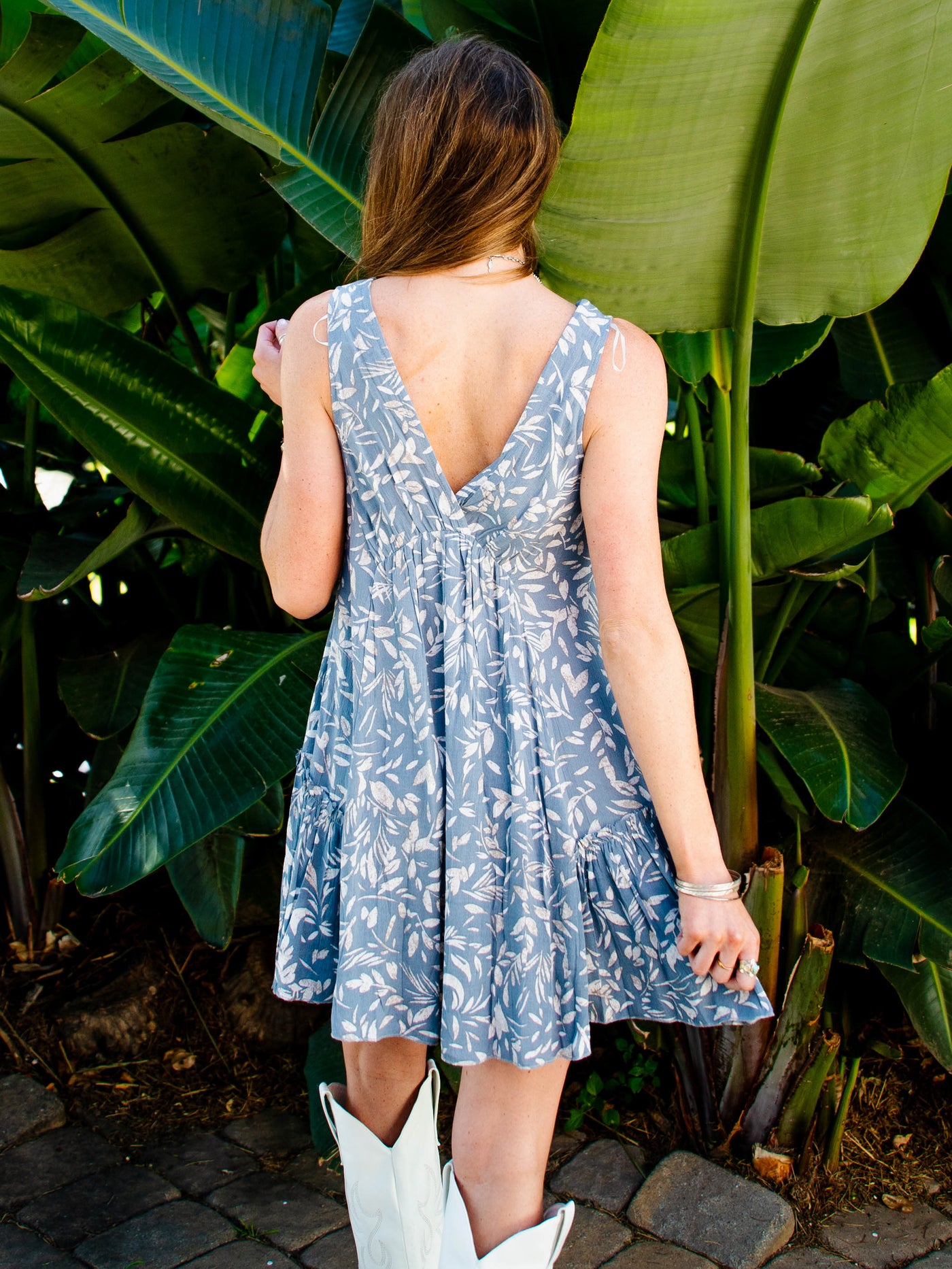 Charlie Blue and White Floral Tank Dress