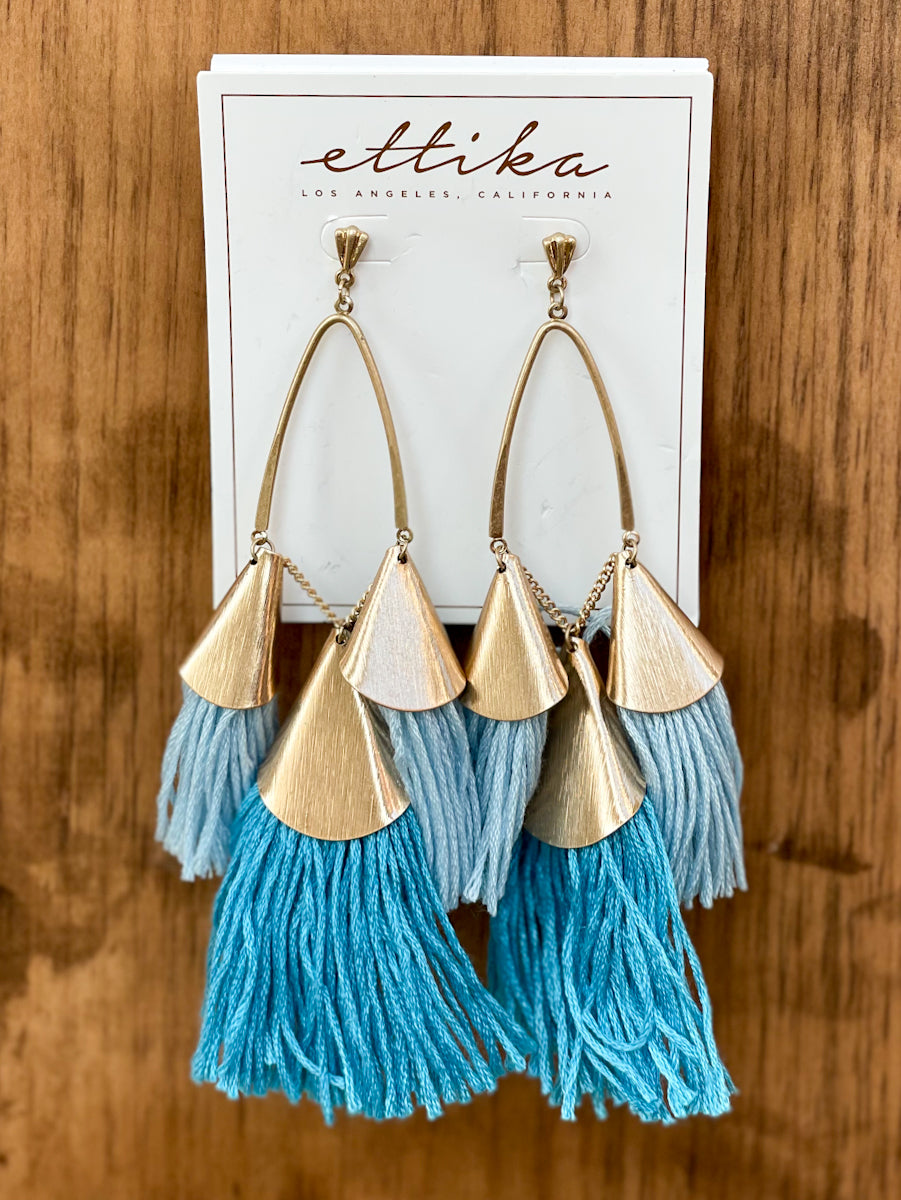 Destiny Around You Earrings in Blues and Worn Gold-Dakotas Boutique