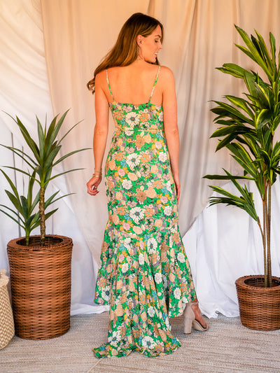 Magnolia Green Floral Maxi Dress-Dakotas Boutique