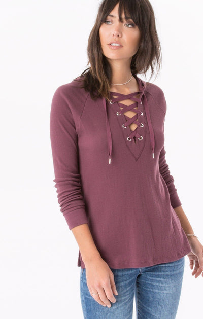 Z Supply Thermal Wine Lace Up-Dakotas Boutique