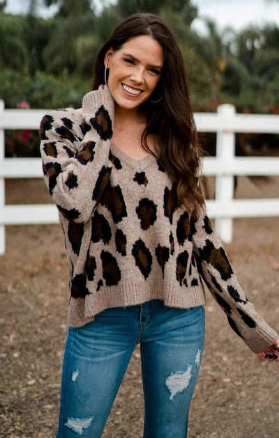 Miley Brown Leopard Sweater-Dakotas Boutique