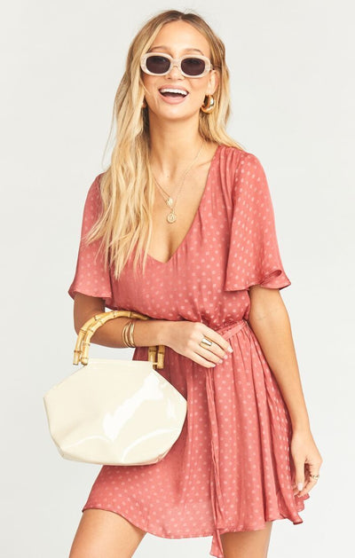 Show Me Your Mumu Anastasia Dress Sangria Silky Dots-Dakotas Boutique